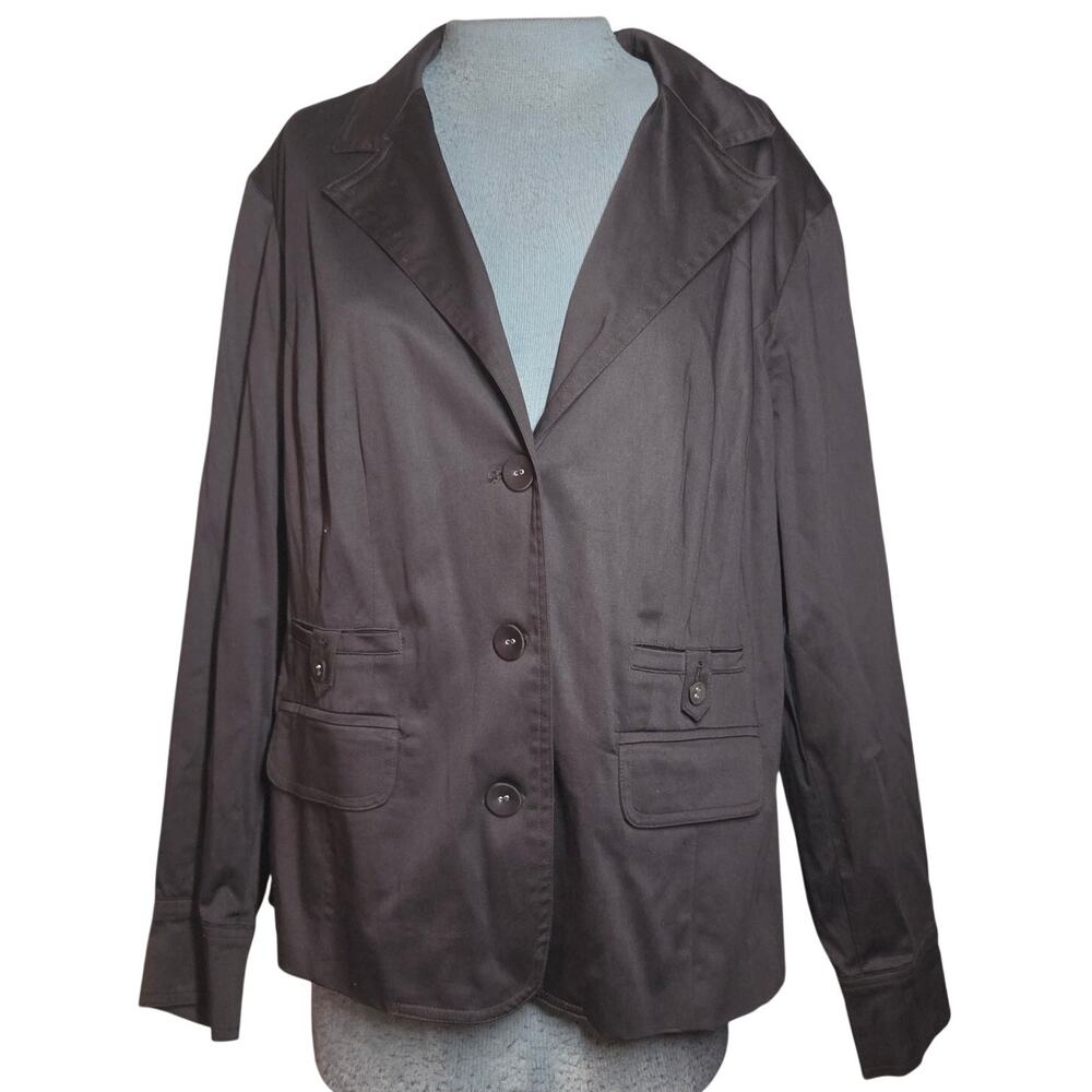 Brown Cotton Blend Stretch Blazer Jacket Size 18